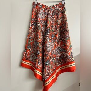 Paisley Print Handkerchief Hem Skirt